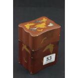 Early 20th century Red Lacquered Card Box decorated with Mother of Pearl and Gilt Butterflies