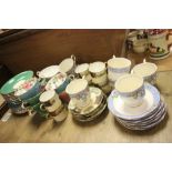 Aynsley Harlequin & Floral Patterned Six Tea Cups, Saucers and Plates together with other Aynsley