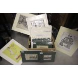 A collection of unframed prints, various subjects including advertising, country scenes etc , all on