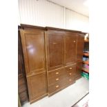 Large 19th century Pine Breakfront Compendium Linen Cupboard with central linen shelves above a bank