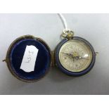 Leather cased pocket compass with velvet interior