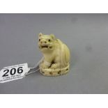 Oriental 19th Century carved ivory cat