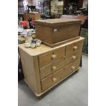 An early 20th century pine chest of drawers