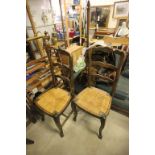 Set of Six Ladder Back Chairs with String Seats