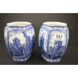 A pair of Maling Ware vases decorated with various cathedrals
