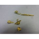 Five vintage brooches to include Wessex helicopter