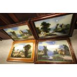 Five Late 19th / Early 20th century Paintings on Glass, all landscape scenes