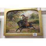 Oil painting of Cavalier on Horseback signed J Hooper 1876