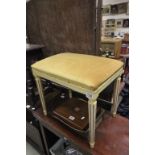 Dressing Stool with Gold Upholstered Seat and Cream Painted Base