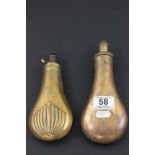 Two Antique Copper Powder Flasks