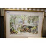 Pierre Jean Llado 20th century Signed Studio Framed Image ' Le Jardin De Sofhie '