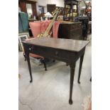 18th century Oak Side Table, the single drawer on turned legs and pad feet