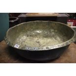 Large Hammered Brass Bowl, approximately 80cm diameter