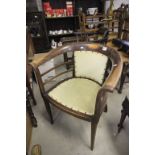 Edwardian Mahogany Inlaid Tub Chair