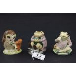 A Beatrix Potter Royal Albert figure of Mr Jackson, along with Old Mr Brown, Jeremy Fisher