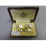 Mixed 9ct and 18ct Gold Cufflinks with Mother of Pearl and Sapphires