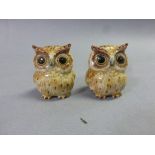 Pair of Stoneware Salt and Pepper Pots in the form of Owls