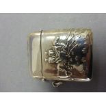 Sterling Silver Vesta Case with embossed image of Horses to the case