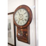 Superior 8 day Anglo American wall clock fitted with Jerome's large size movement in inlaid wooden