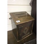 A late Victorian oak letter box