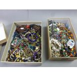 Two boxes of vintage costume jewellery