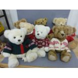 Collection of eight Harrods bears, comprising; 2005 20th Anniversary bear, 2006 bear, 2007 bear,