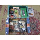 Collection of OO gauge model railway accessories to include buildings, track etc in two boxes