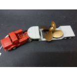 Dinky Supertoys Thornycroft Mighty Antar with 986 Low Loader, with accessory, one strap repaired,