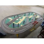 82"x40" Hornby Dublo model rail lay out with track and trackside scenery, on stand plus D1 Through