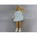 Sasha Doll in blue checkered dress 42cm in height, mark to hand