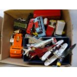 A collection of unboxed diecast models to include Airplanes, cars, lorries and others, featuring