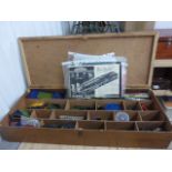 Custom made box containing vintage Meccano with numerous instruction booklets, various accessories