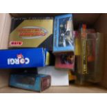 A collection of boxed diecast models including DInky single decker bus, Corgi and others