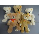 Five modern Steiff teddy bears all in vg condition with tags