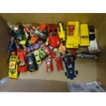 Collection of various diecast and plastic vehicles to include Corgi Chitty Chitty Bang Bang with two