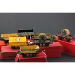 Seven boxed Hornby O gauge rolling stock items to include R173 No 1 Rotary Tipping Wagon (Trinidad),