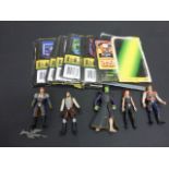 Five 1997 Kenner Star Wars figures along with 8 backing card stands