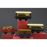 Four boxed Hornby O gauge items of rolling stock to include RS691 Barrell Wagon with 3 x Castrol