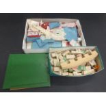 Vintage house building sets to include chalk/stone (?) building blocks