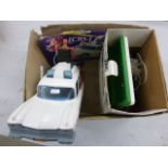 Kenner The Real Ghostbusters Ecto 1 with damaged box, vehicle is generally vg but hook has broken