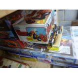 Group of 9 boxed toys to include TCR Lane changers,MB Torpedo Run, Noch Linkea, Hasbro Record