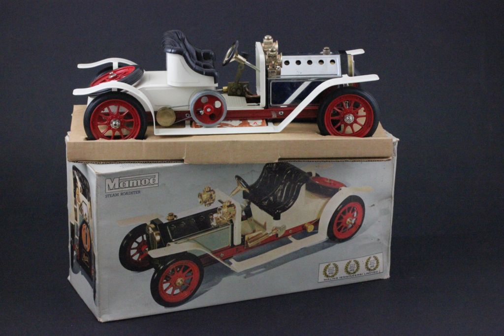 Boxed Mamod Roadster in cream, vg condition