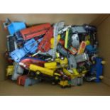 A large collection of unboxed diecast models including Dinky, Corgi, etc