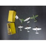 Boxed Dinky 70B 730 Hawker Tempest II Fighter Six diecast planes, complete, condition varies with