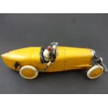 Meccano Motor Car Constructor Outfit 2 built and near complete with driver in yellow with white