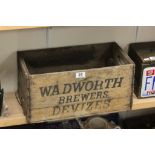 Wooden Beer Crate marked Devizes, Wadsworth
