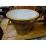 Large stoneware margarine pail