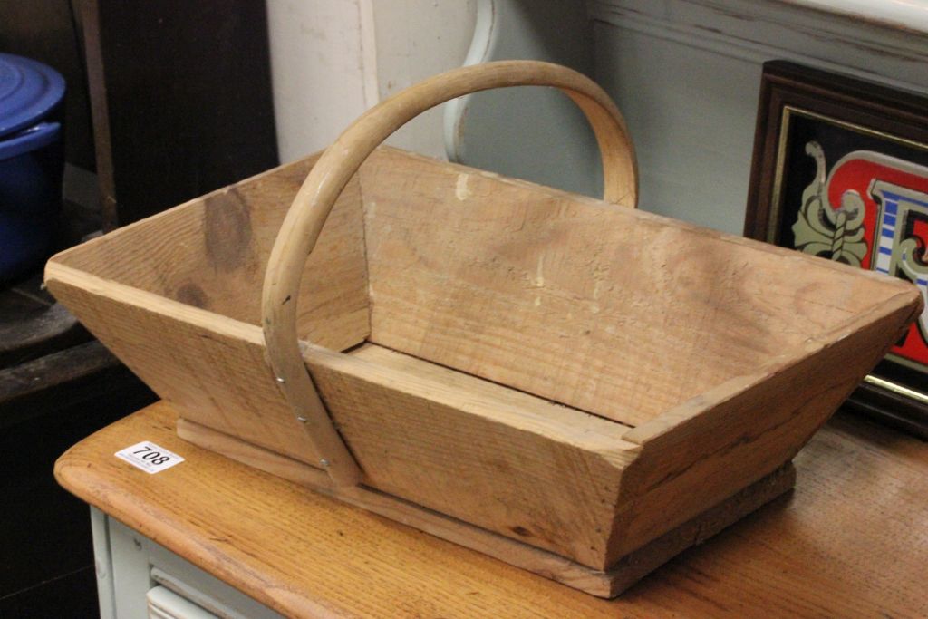 Wooden Trug with Bentwood Handle