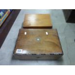 A mahogany work box, along with one other