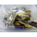 Mixed box of collectables to include; keys, kitchenalia, compass etc